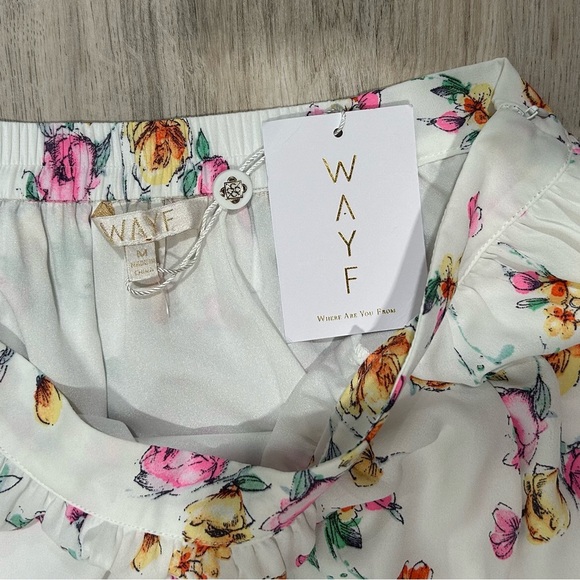 NWT WAYF Seanna Ivory Floral Printed Tiered Maxi Skirt Side Slit Lined Size M - Picture 4 of 8